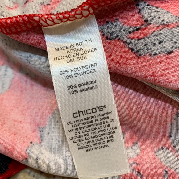 Chico's Red Velvet Crossover Tunic Top Size 4=XXL/20 NEW Black Floral Longsleeve - Picture 11 of 13